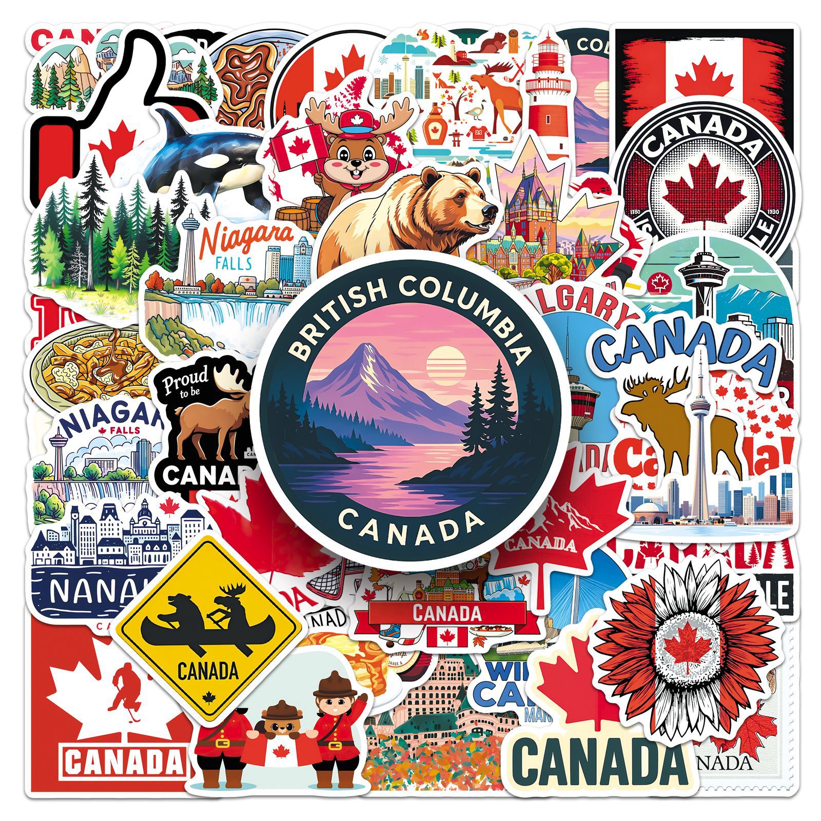 Kids Unique Outdoor Toys - 50PCS Canadian Outdoor Adventure Trip Graffiti