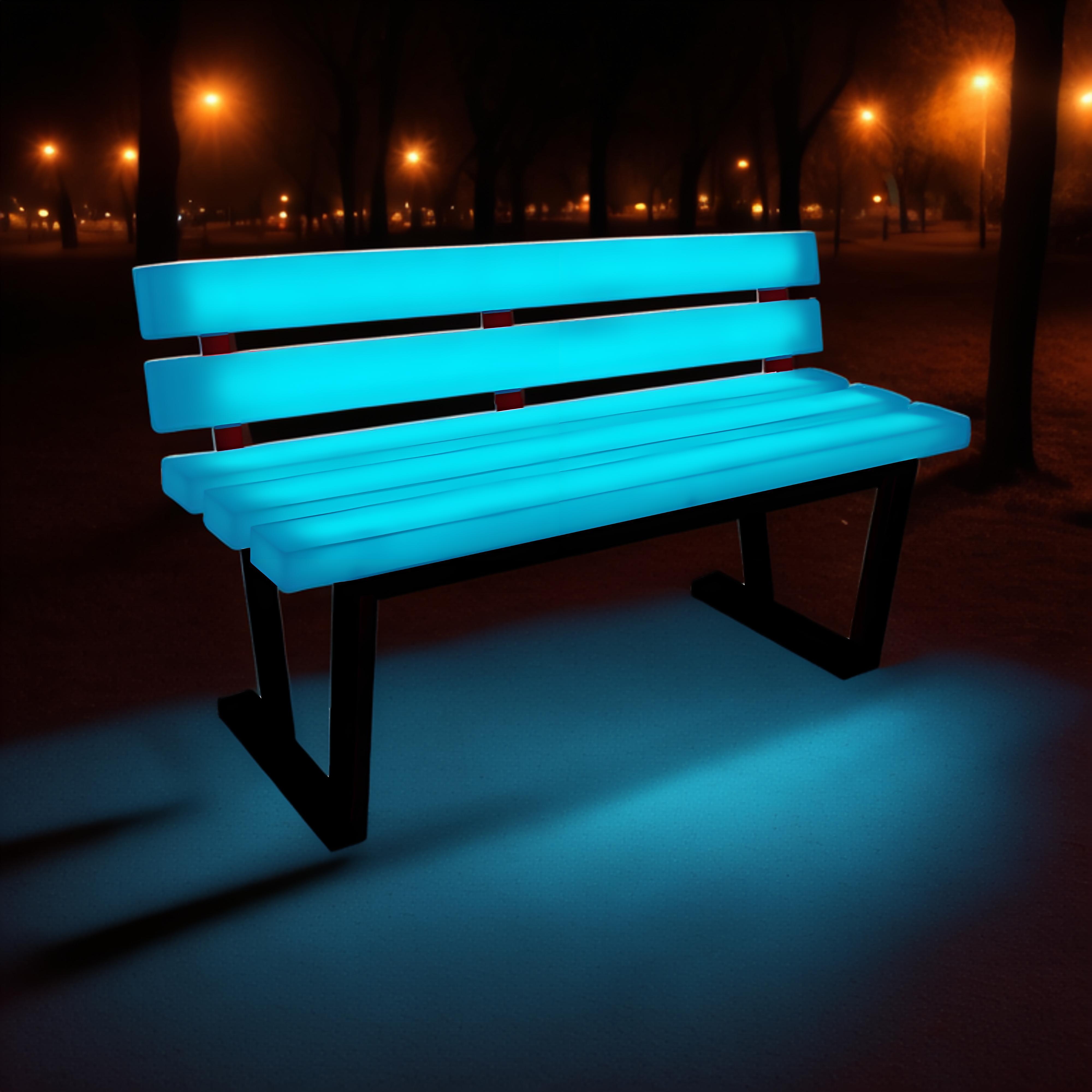 Kids Outdoor Bench - 12V RGB LED Illuminated PE Plastic