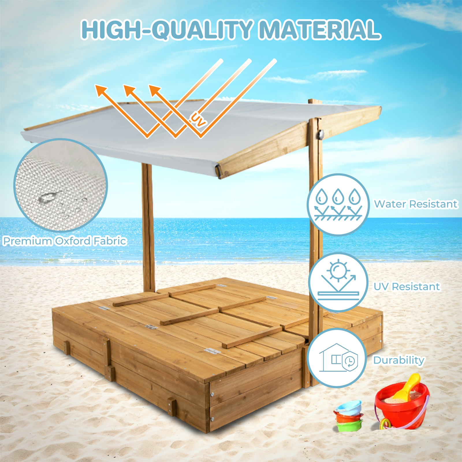 Kids Sand Box with Cover，Woode - Kids Outdoor Foldable Chair avaliação e preço
