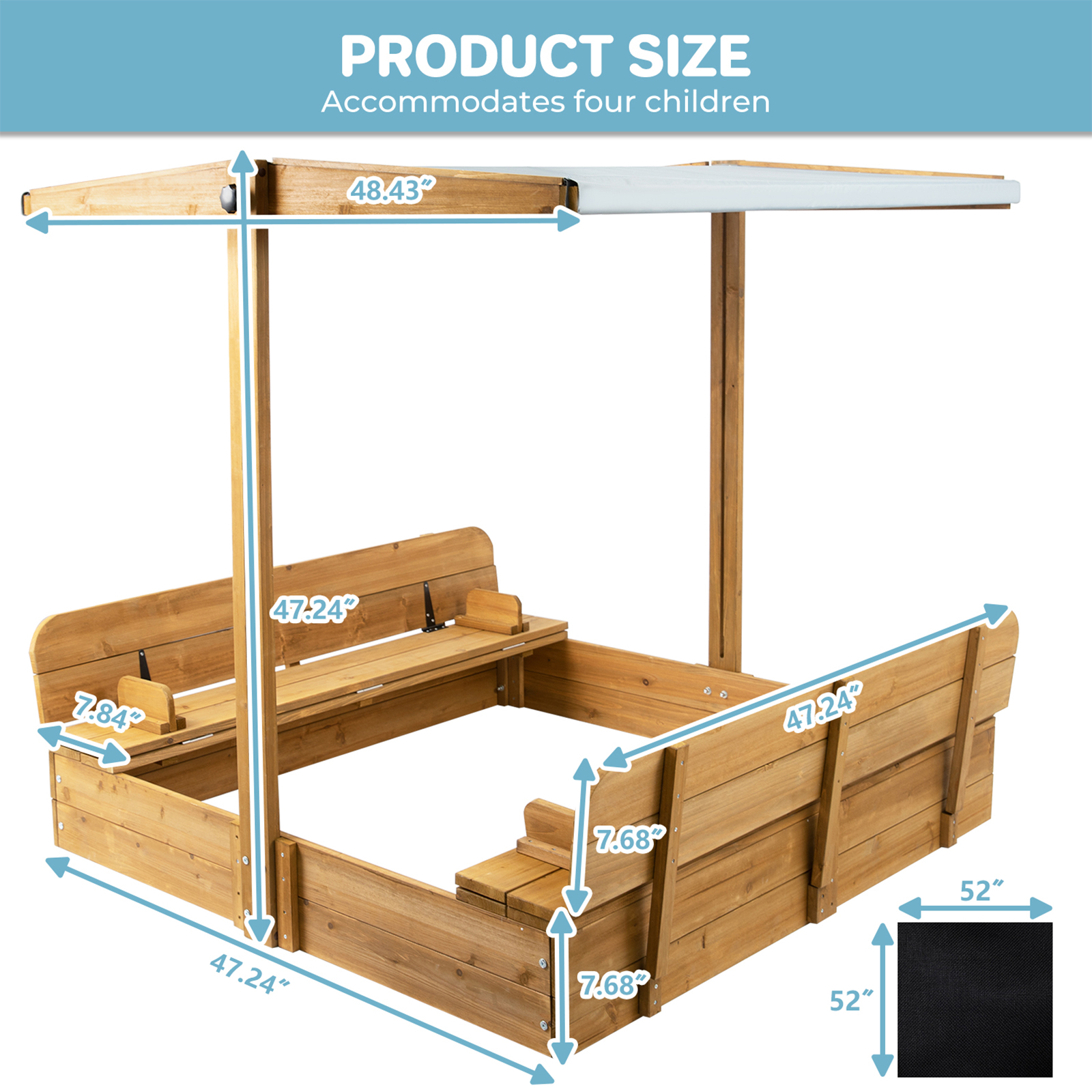 Kids Sand Box with Cover，Woode - Kids Outdoor Foldable Chair avaliação e preço