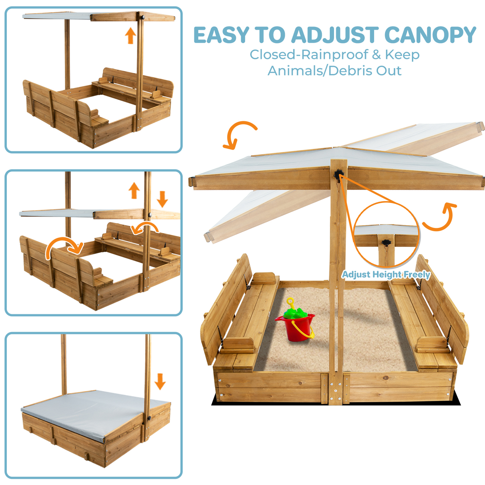 Kids Sand Box with Cover，Woode - Kids Outdoor Foldable Chair avaliação e preço