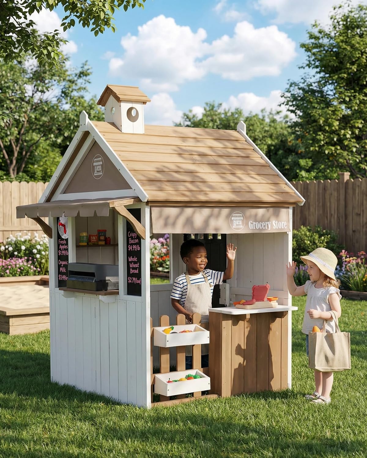 2-in-1 Cedar Wooden Kids Outdo - Kids Outdoor Chalkboard avaliação e preço