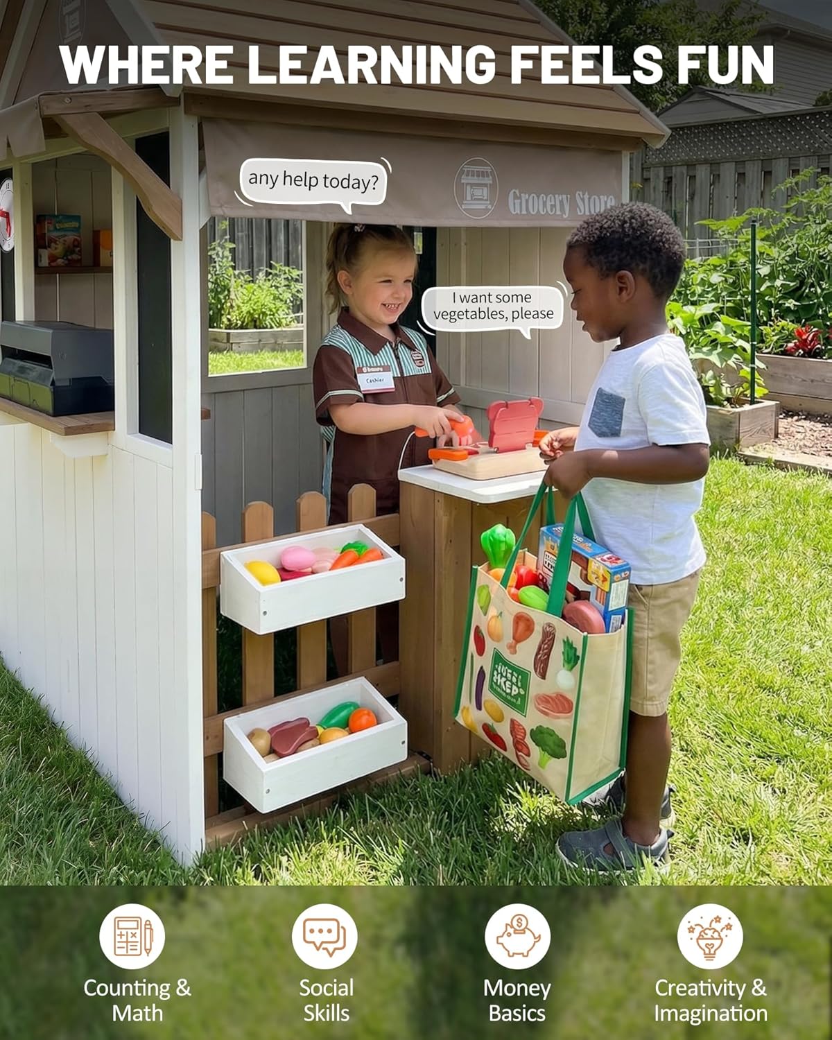 2-in-1 Cedar Wooden Kids Outdo - Kids Outdoor Chalkboard avaliação e preço