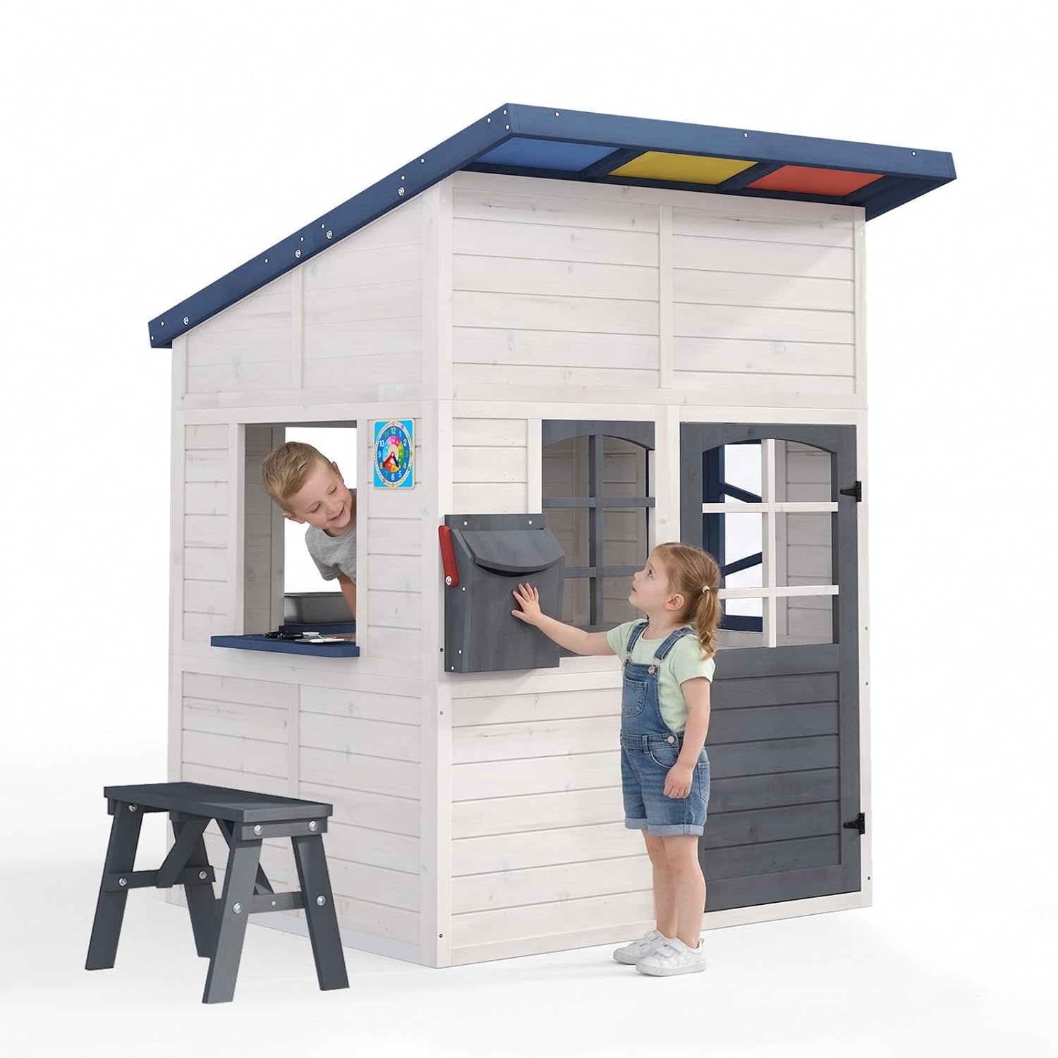 Wooden Kids Outdoor Playhouse  - Kids Outdoor Bench avaliação e preço