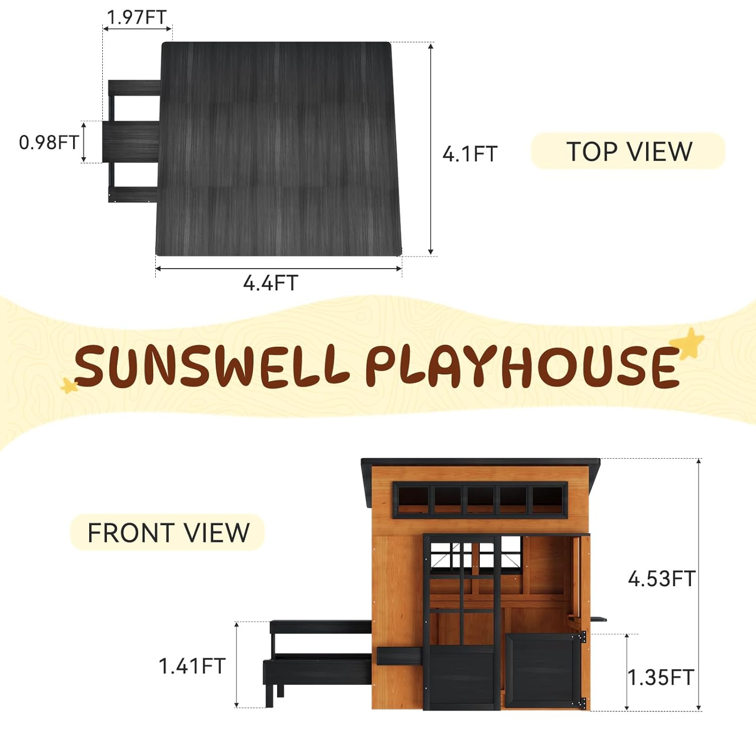 Fir Wooden Kids Playhouse with - Kids Outdoor Chalkboard avaliação e preço