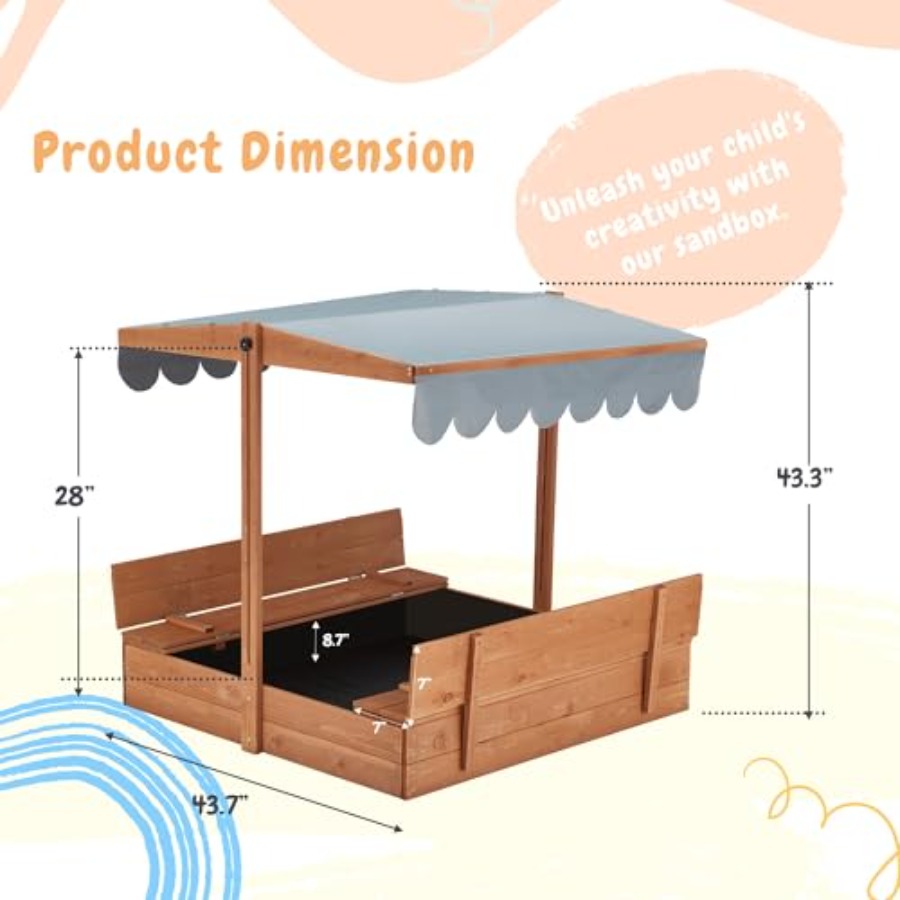 Outdoor wooden sandbox with li - Kids Outdoor Bench avaliação e preço