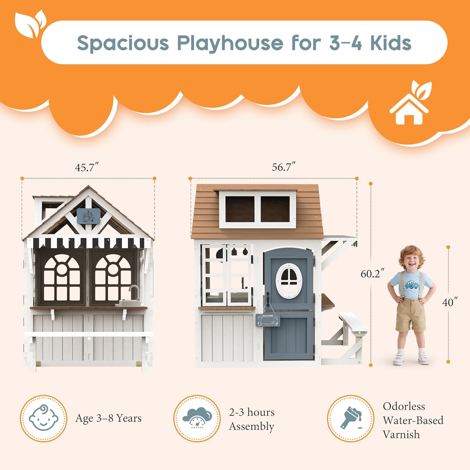 Kids Wooden Outdoor Playhouse  - Kids Outdoor Chalkboard avaliação e preço