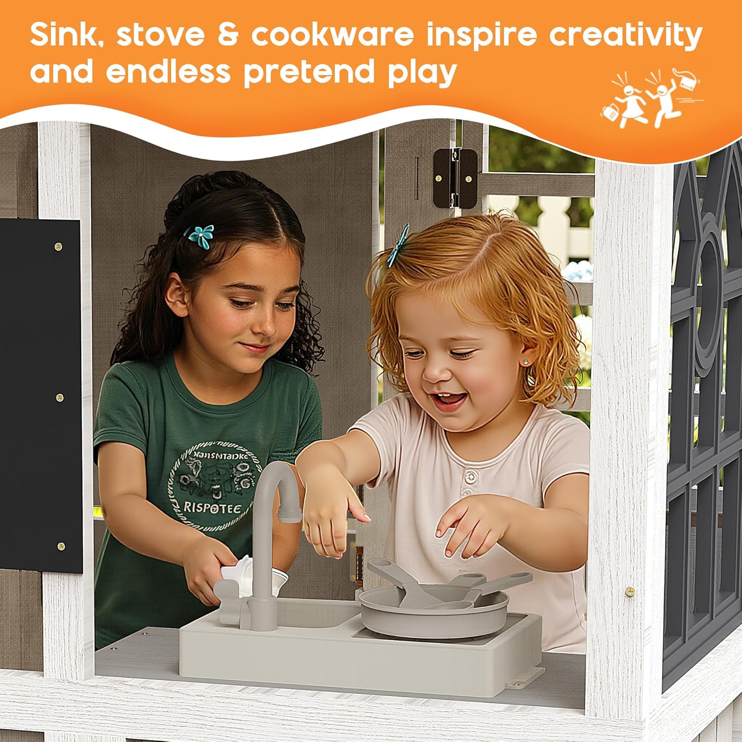 Kids Wooden Outdoor Playhouse  - Kids Outdoor Chalkboard avaliação e preço