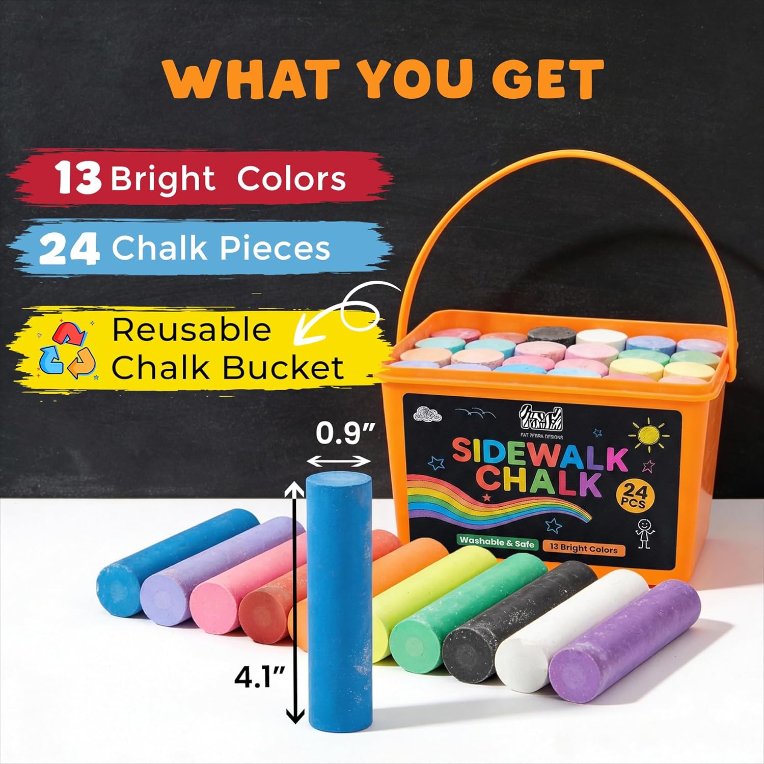 24 PCS Sidewalk Chalk for Kids - Kids Outdoor Chalkboard avaliação e preço