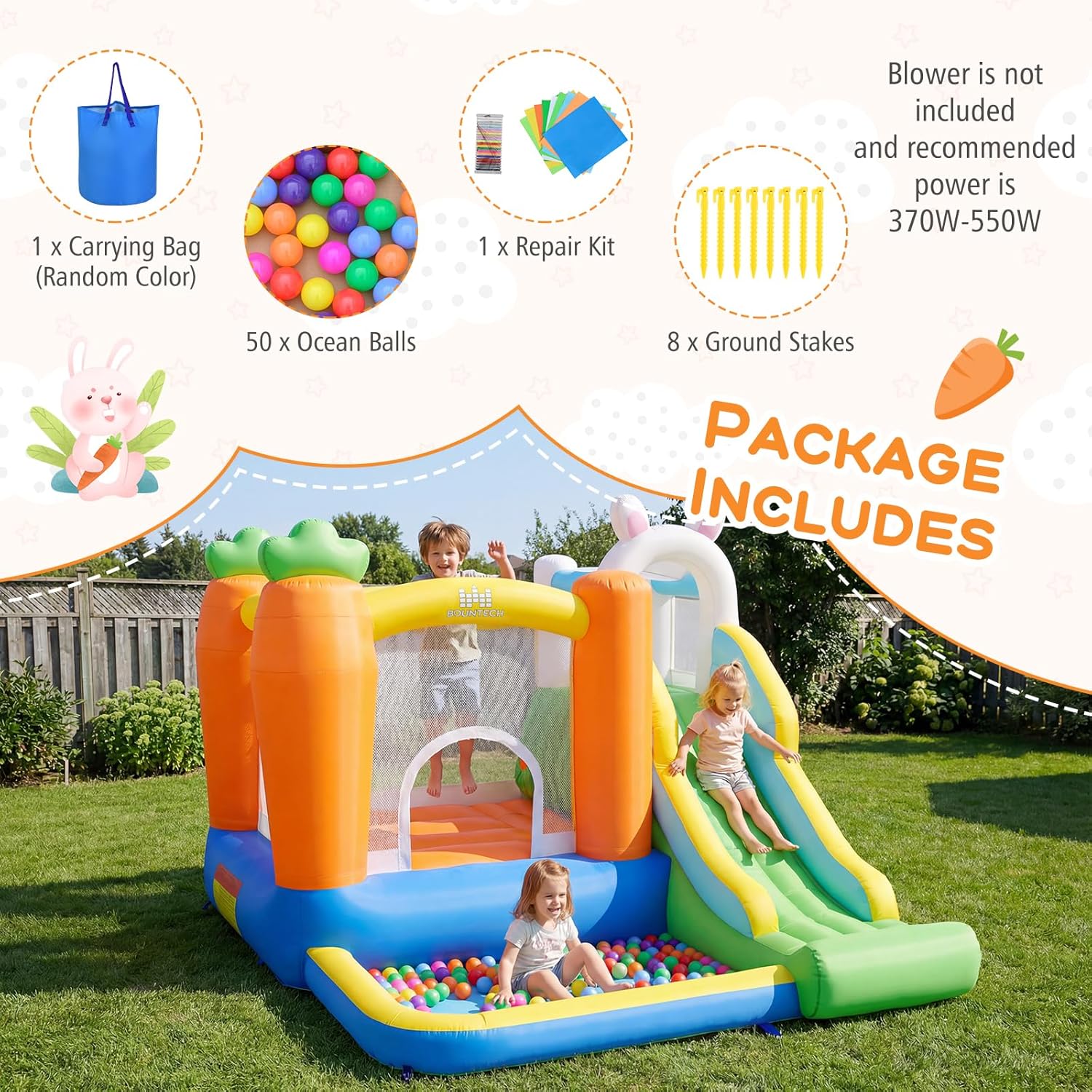 Inflatable Bounce House with B - Kids Outdoor Basketball avaliação e preço
