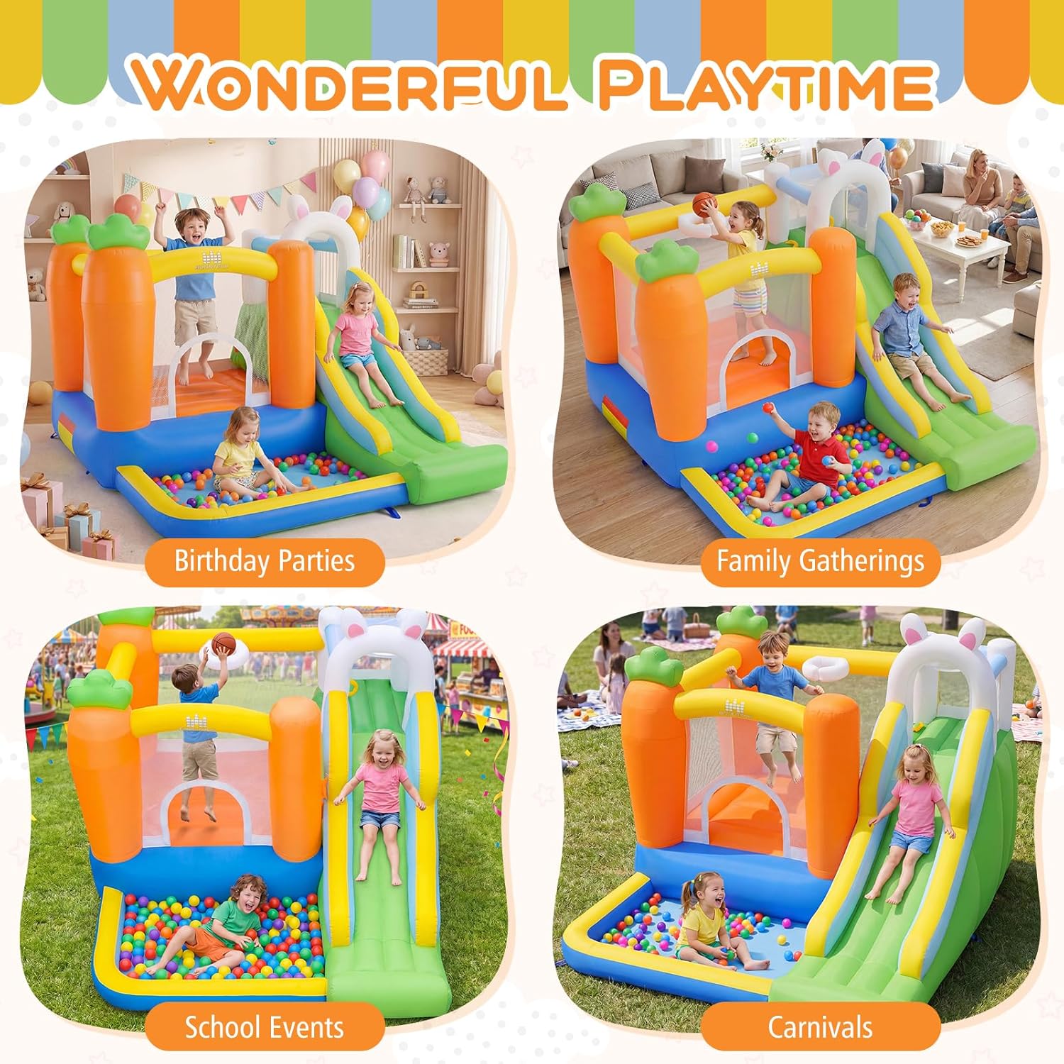 Inflatable Bounce House with B - Kids Outdoor Basketball avaliação e preço