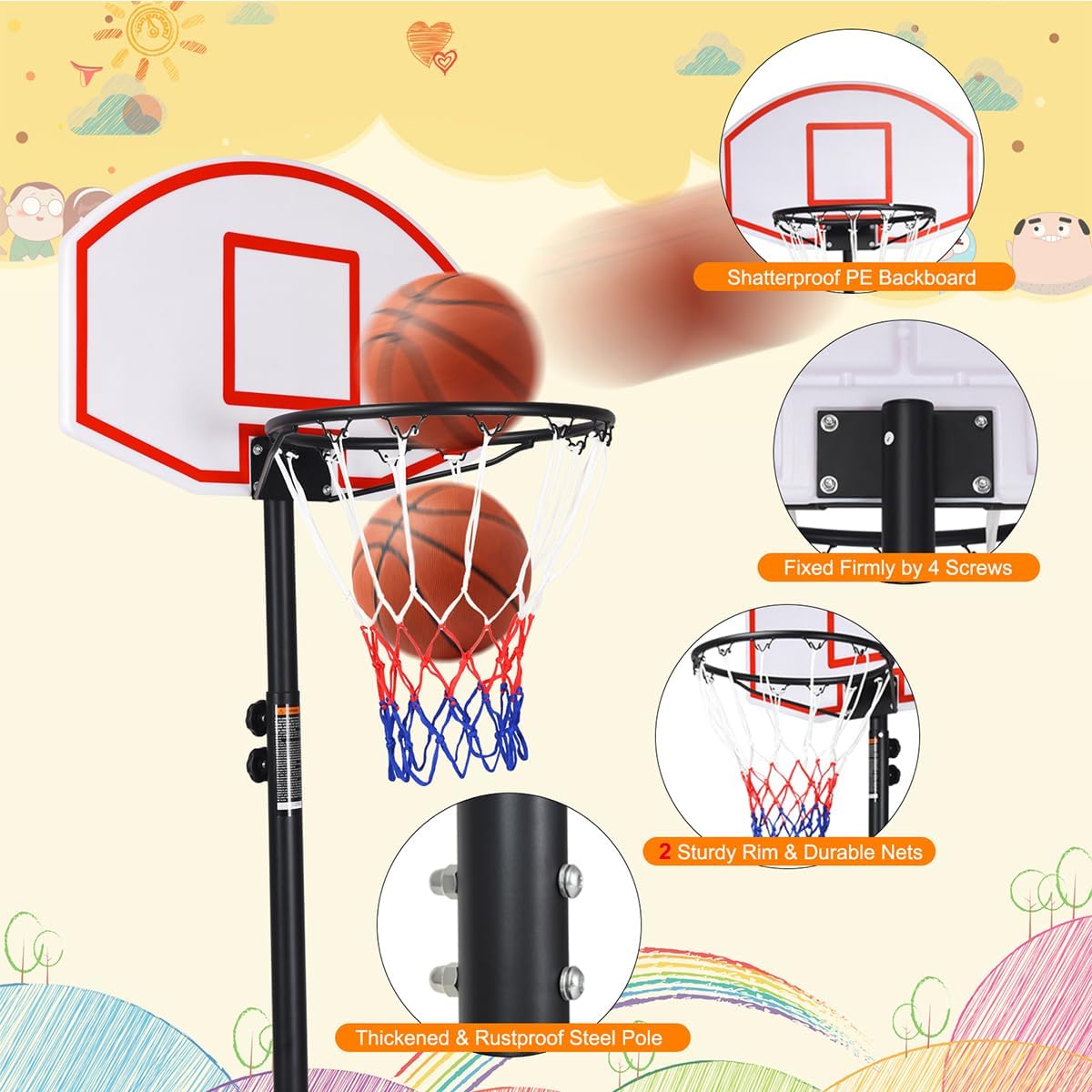 Portable Basketball Hoop with  - Kids Outdoor Basketball avaliação e preço