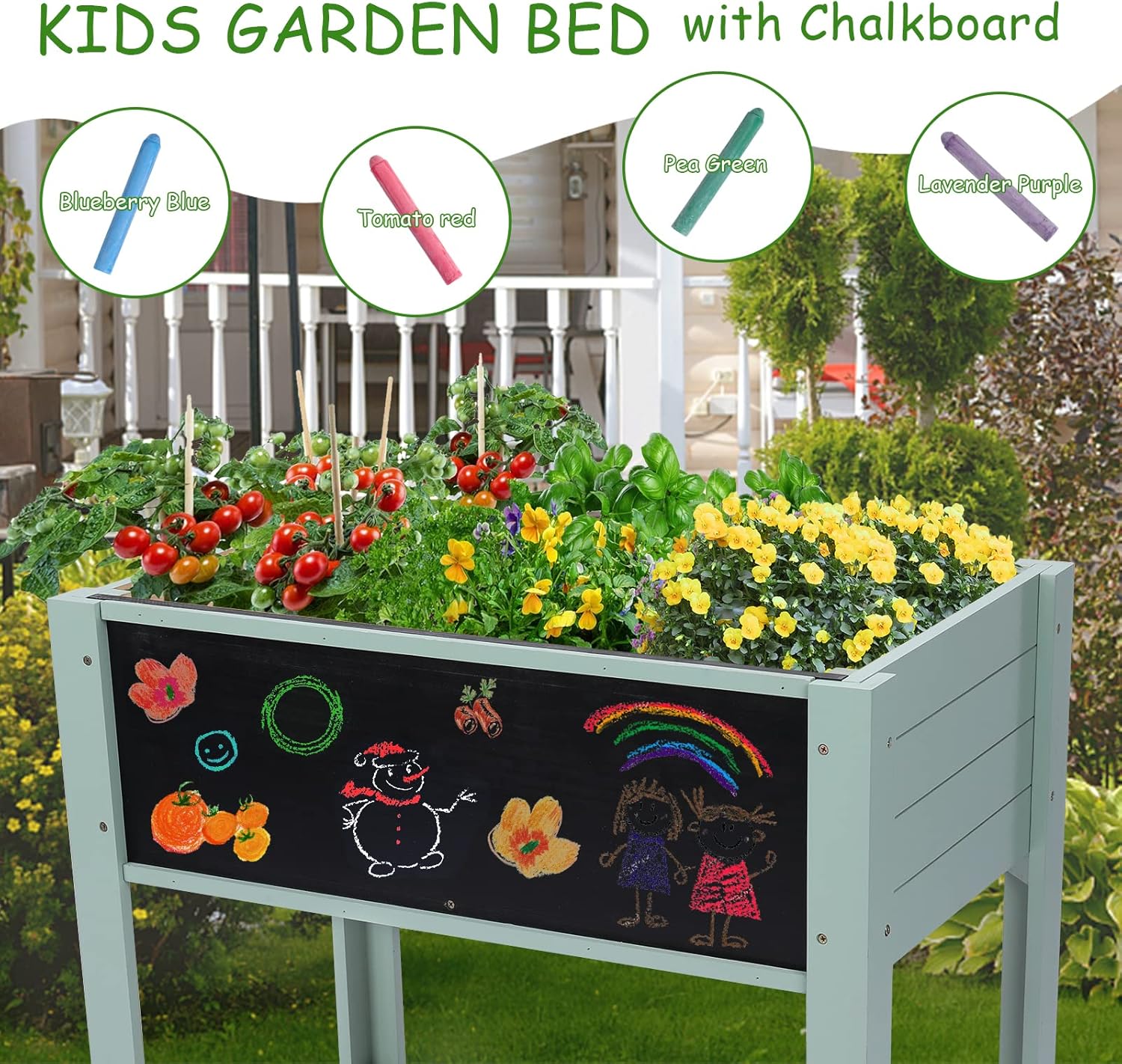 Raised Garden Bed-Planters for - Kids Outdoor Chalkboard avaliação e preço