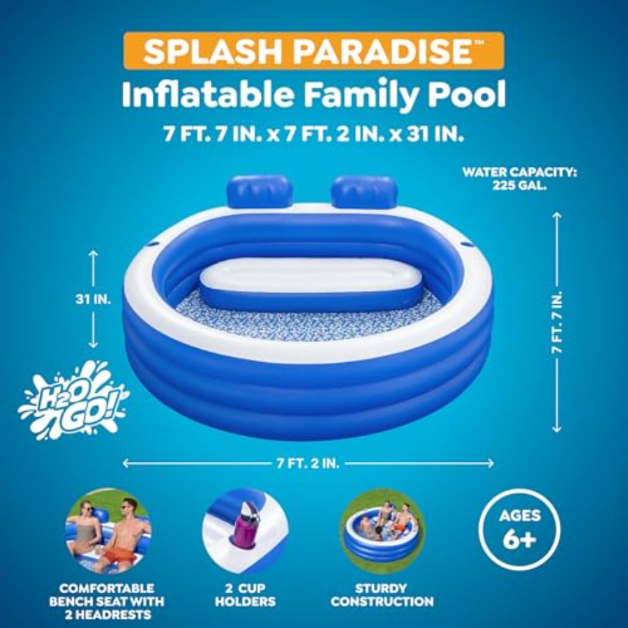 Inflatable Family Pool, Splash - Kids Outdoor Bench avaliação e preço
