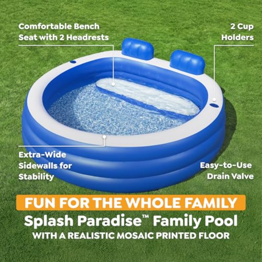 Inflatable Family Pool, Splash - Kids Outdoor Bench avaliação e preço