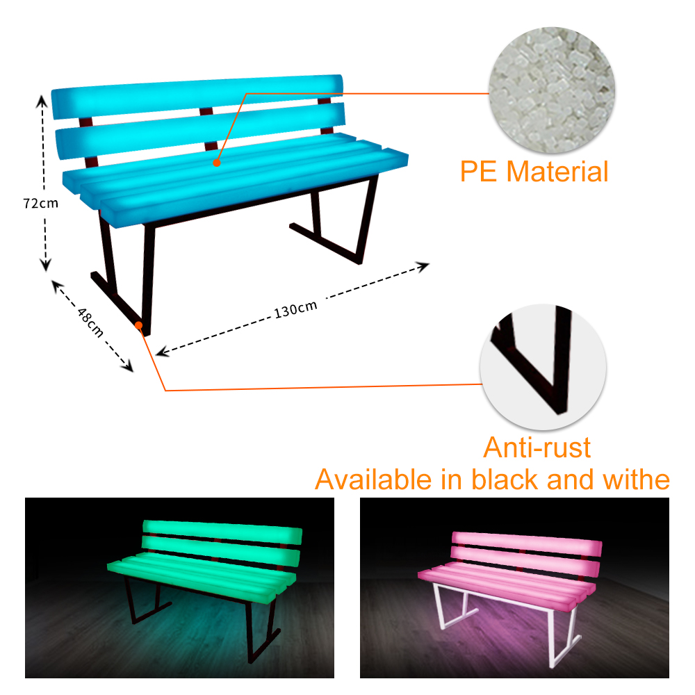 12V RGB LED Illuminated PE Pla - Kids Outdoor Bench avaliação e preço