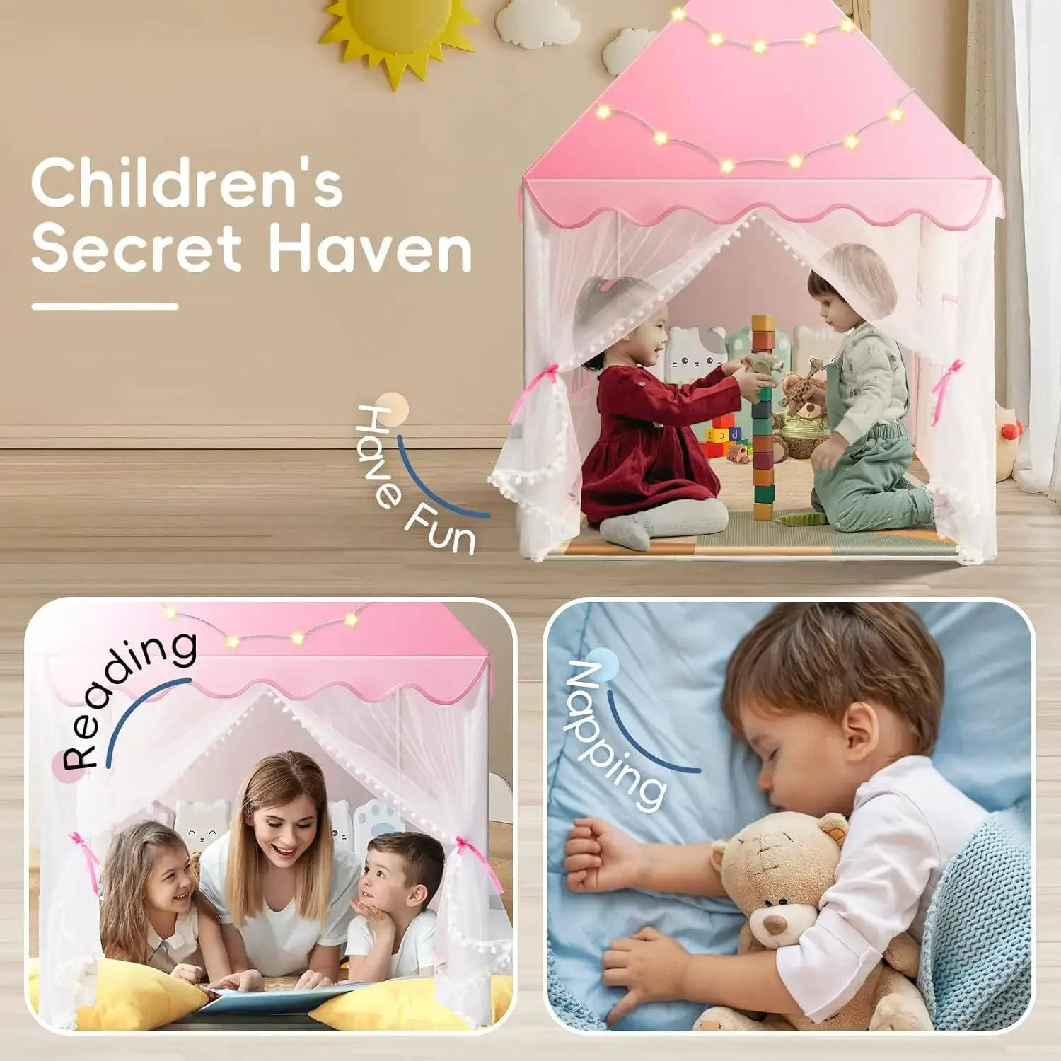 Children Play Tent Princess Ca - Kids Outdoor House Accessories avaliação e preço
