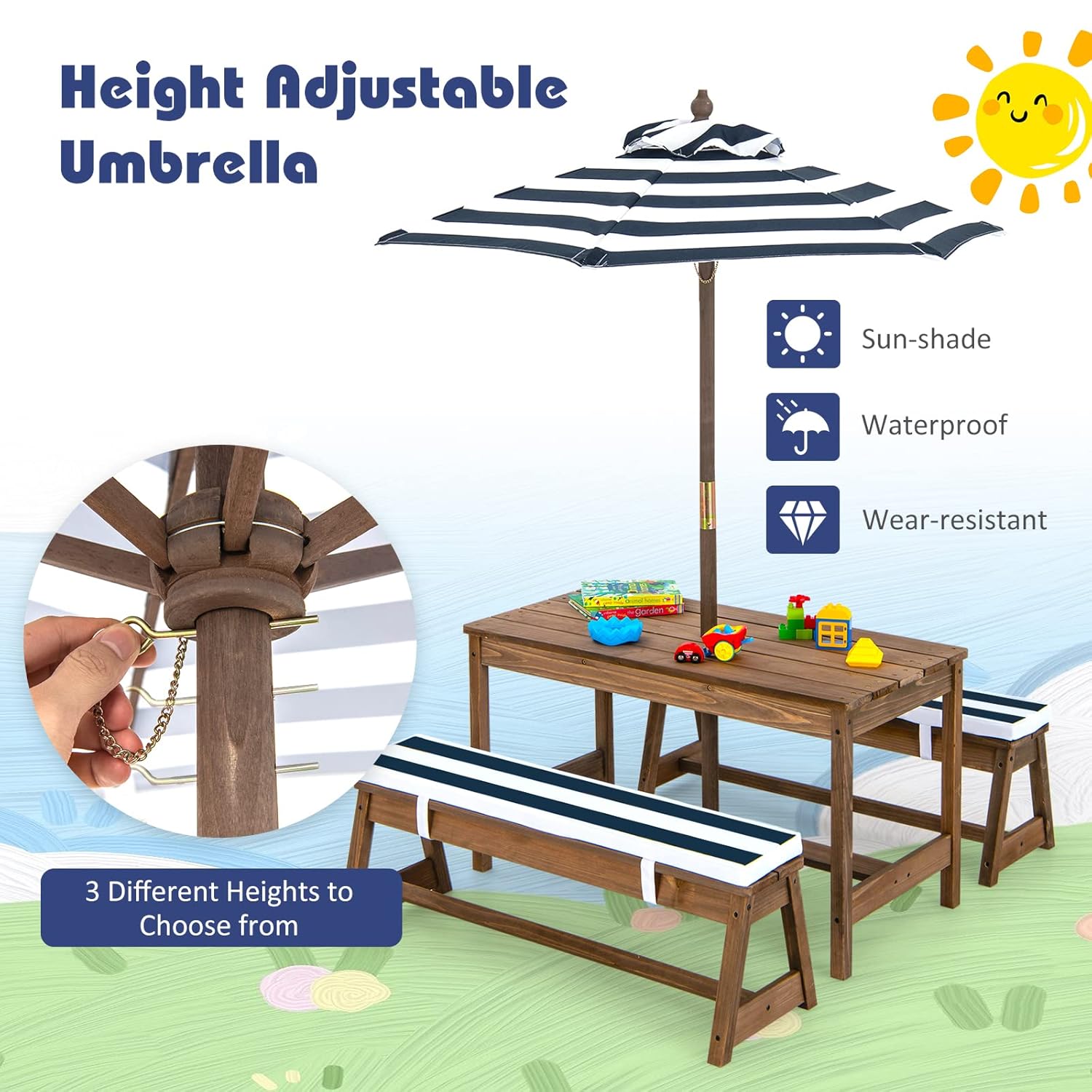 Height Adjustable Wooden Kids  - Kids Outdoor Garden Set avaliação e preço