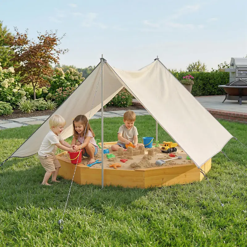 Qaba Wooden Sandbox with Large - Kids Outdoor Bench avaliação e preço