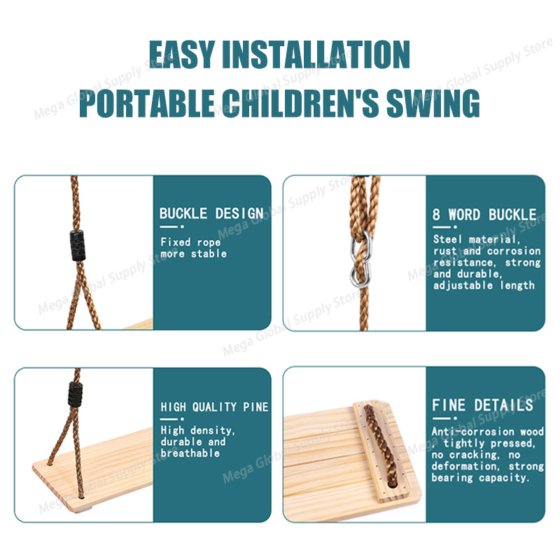 Wood Swing for Kid Outdoor Han - Kids Outdoor Swing avaliação e preço