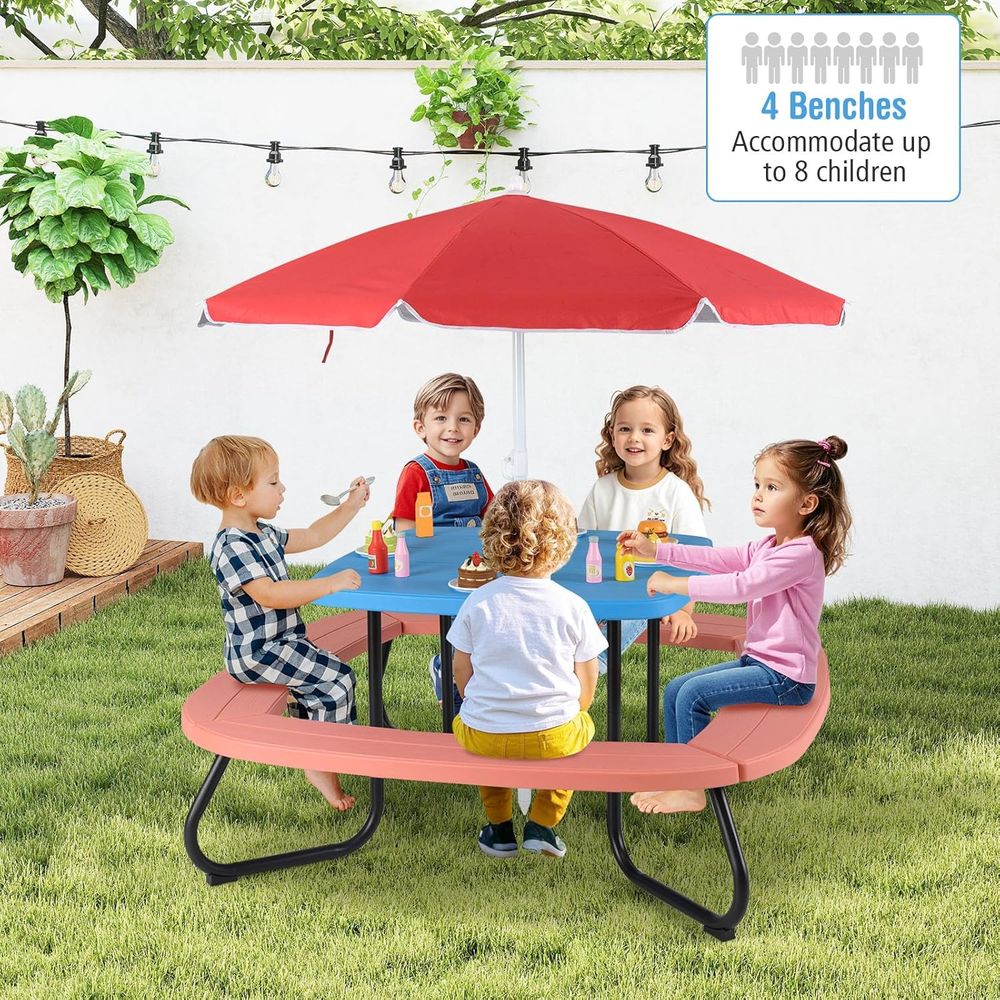 Kids Picnic Table, 8 Person To - Kids Outdoor Bench avaliação e preço