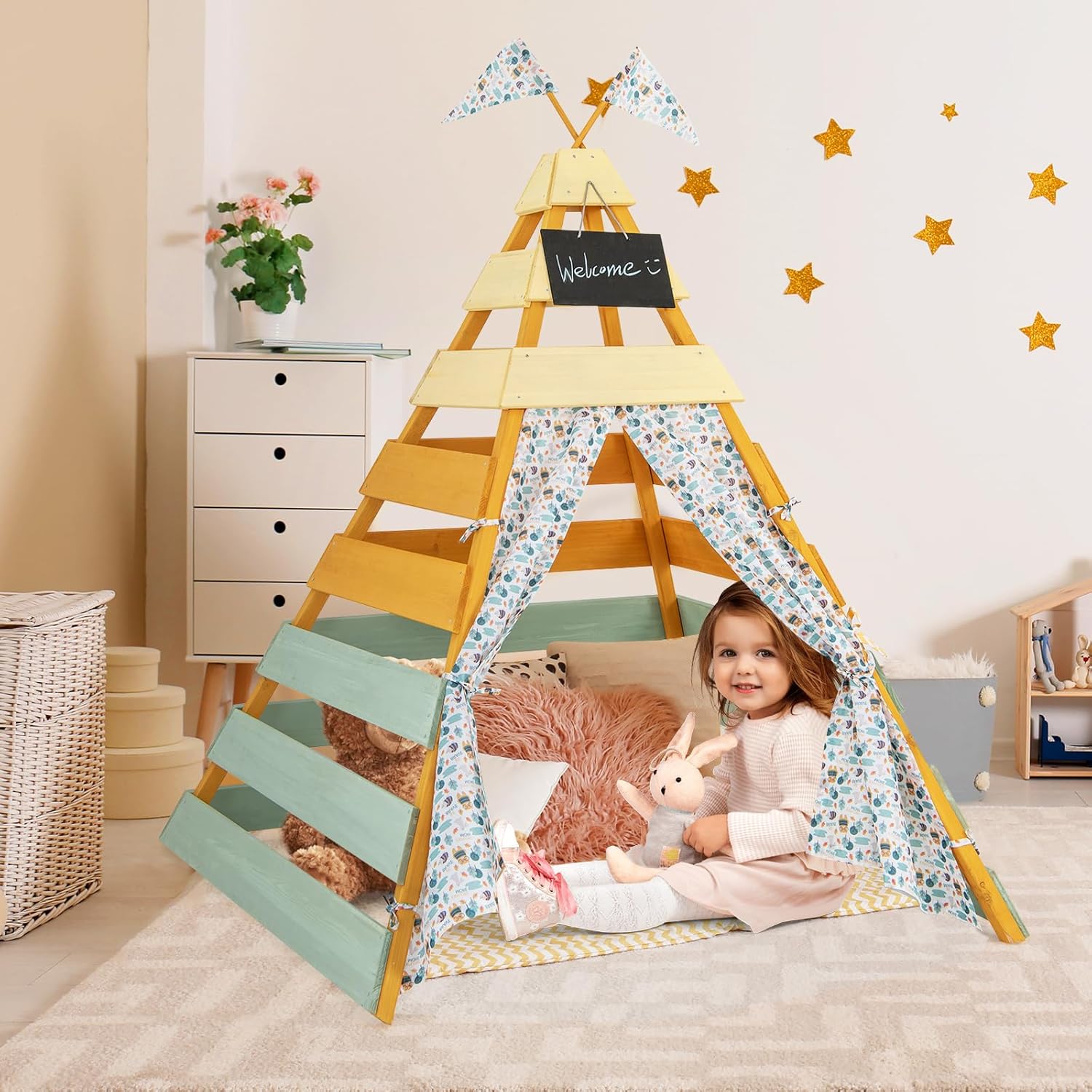 Teepee Tent for Kids, Large Ki - Kids Outdoor Chalkboard avaliação e preço