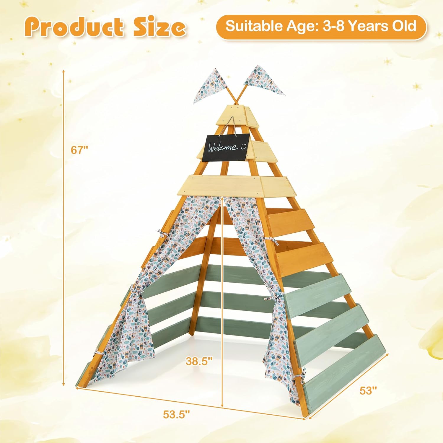 Teepee Tent for Kids, Large Ki - Kids Outdoor Chalkboard avaliação e preço