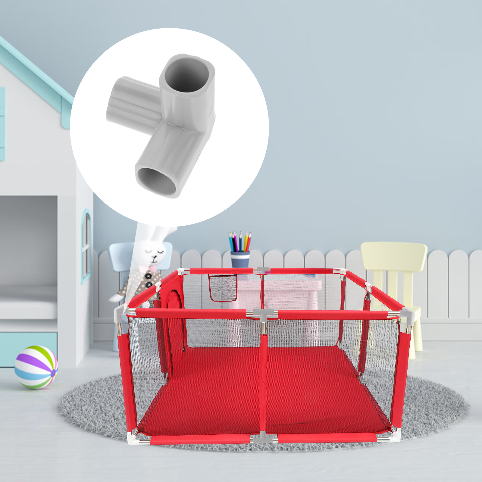 4pcs T-Shaped Steel Pipe Conne - Kids Outdoor Fence avaliação e preço