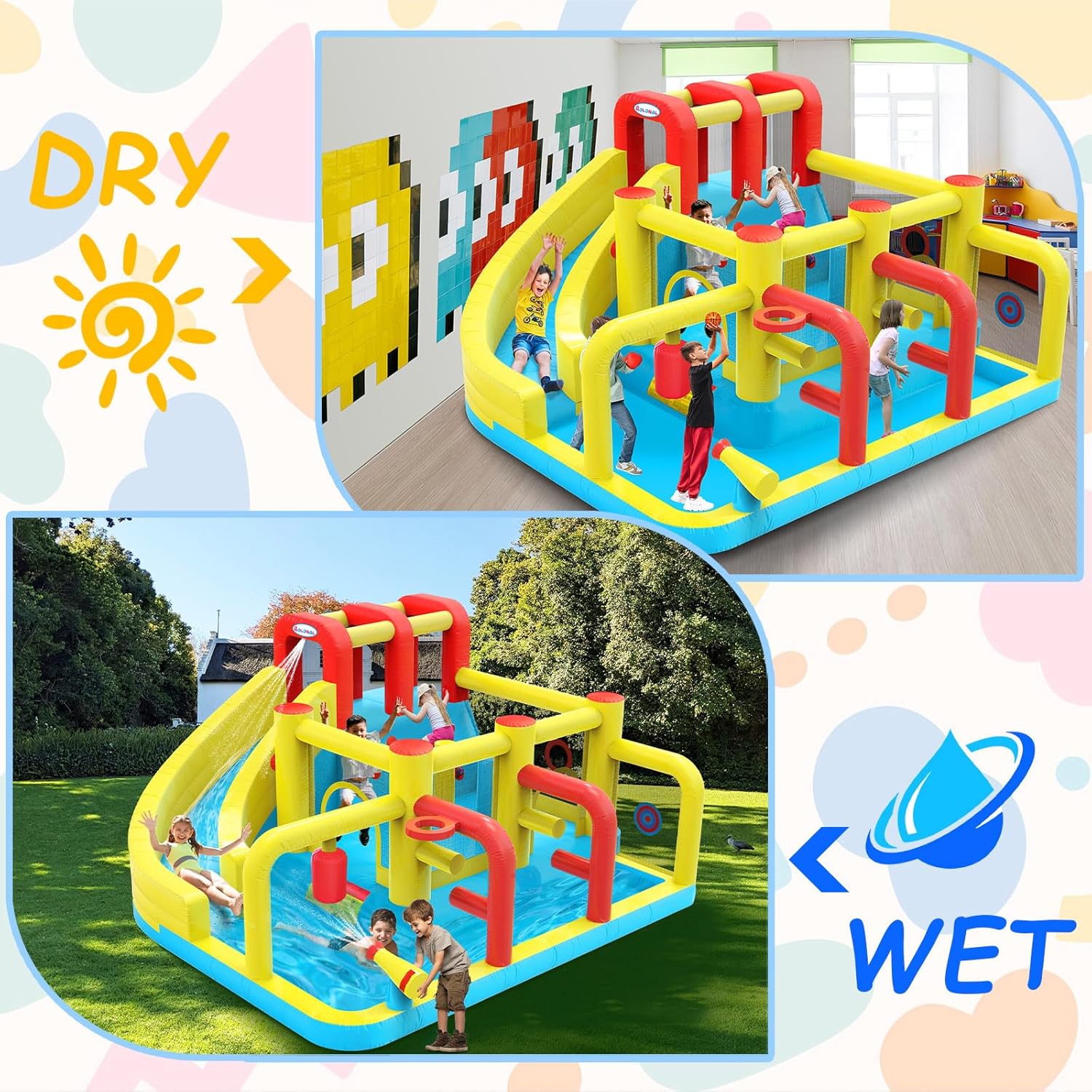 Kids Inflatable Water Slide Bo - Kids Outdoor Basketball avaliação e preço