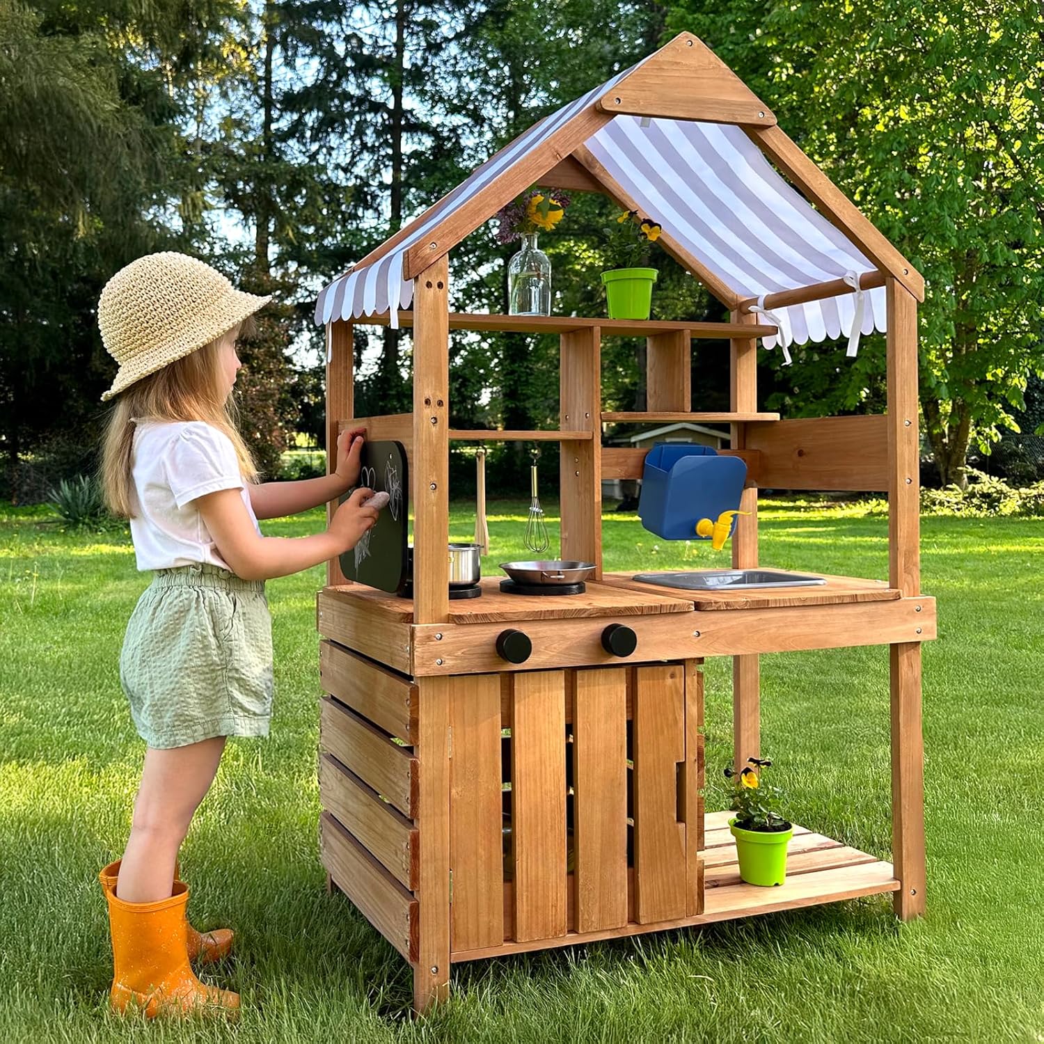 Mud Kitchen Outdoor Playset Ca - Kids Outdoor Chalkboard avaliação e preço