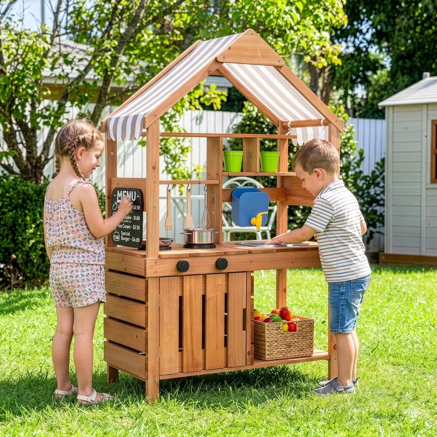 Mud Kitchen Outdoor Playset Ca - Kids Outdoor Chalkboard avaliação e preço