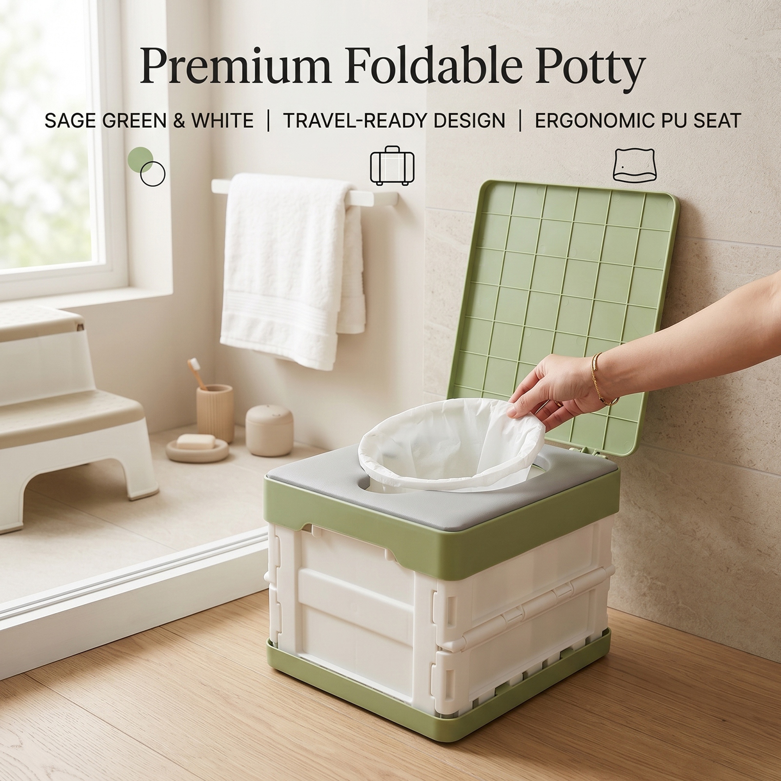 Portable Potty with PU Soft Se - Kids Outdoor Foldable Chair avaliação e preço