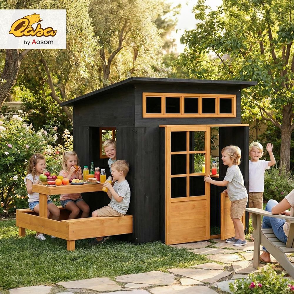 Qaba Kids Outdoor Playhouse, i - Kids Outdoor Chalkboard avaliação e preço