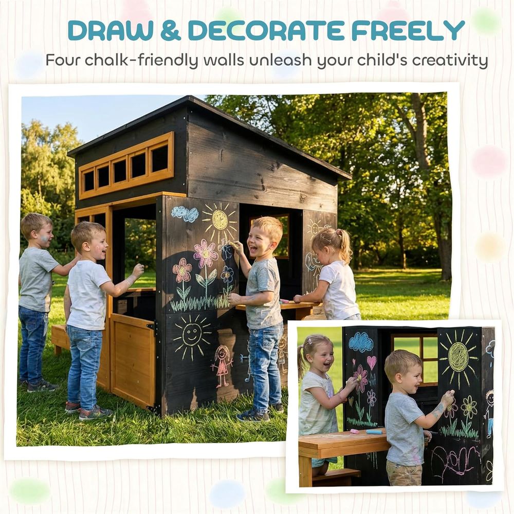 Qaba Kids Outdoor Playhouse, i - Kids Outdoor Chalkboard avaliação e preço