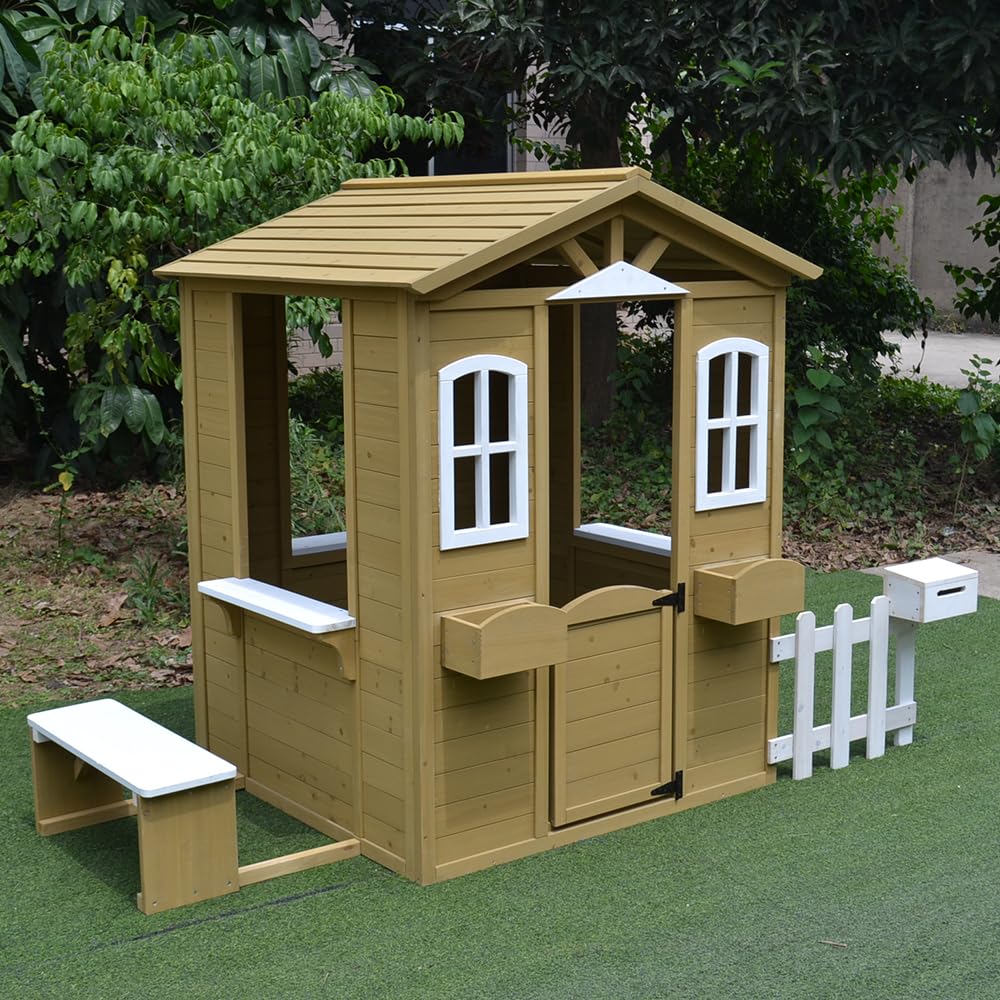 Cedar Wooden Playhouse Kids Ou - Kids Outdoor Bench avaliação e preço