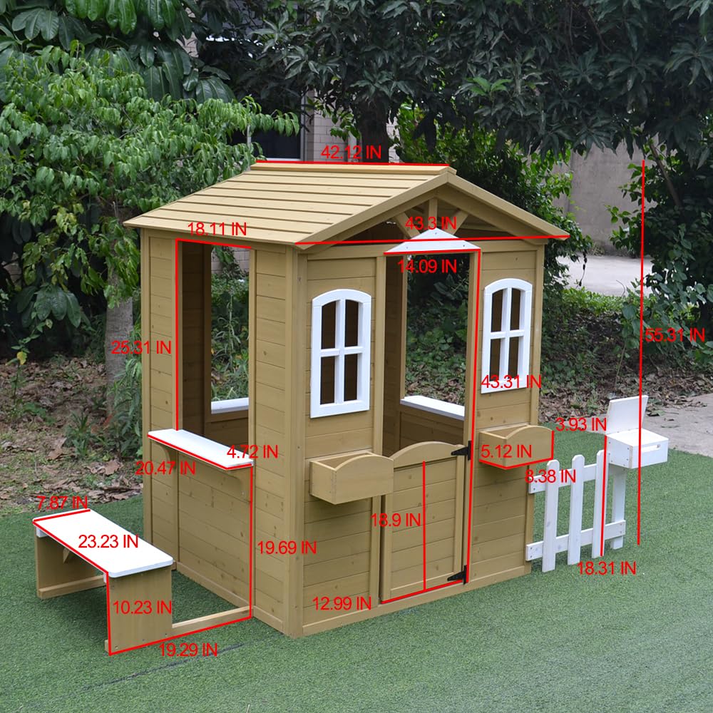 Cedar Wooden Playhouse Kids Ou - Kids Outdoor Bench avaliação e preço