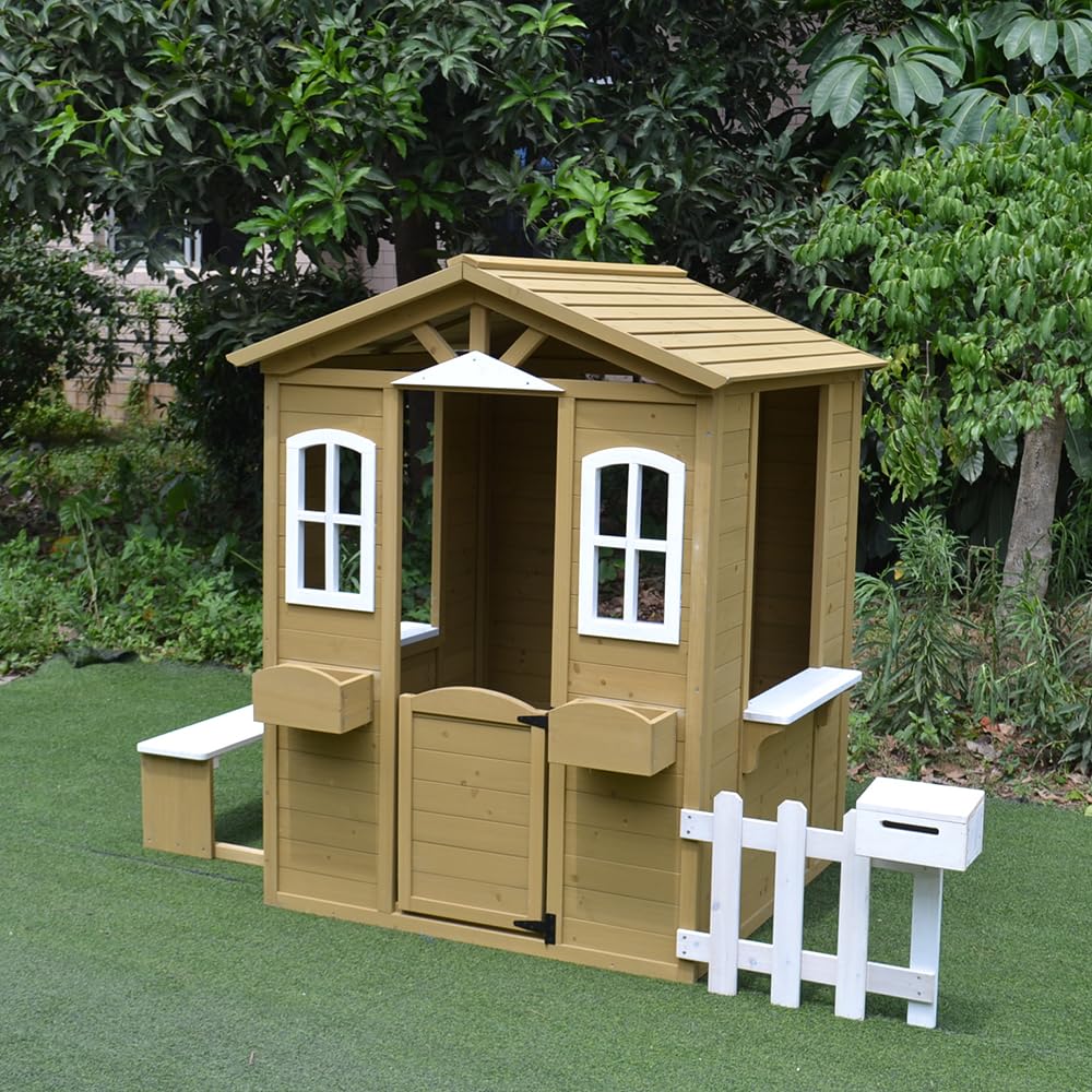 Cedar Wooden Playhouse Kids Ou - Kids Outdoor Bench avaliação e preço