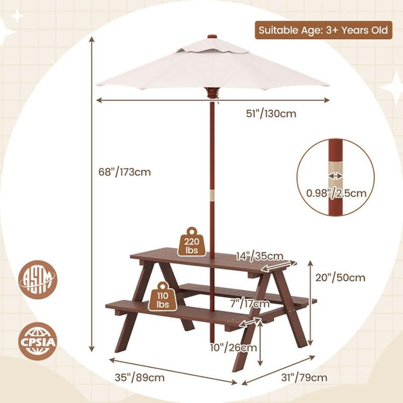 Outdoor 4-Seat Kids Picnic Tab - Kids Outdoor Bench avaliação e preço