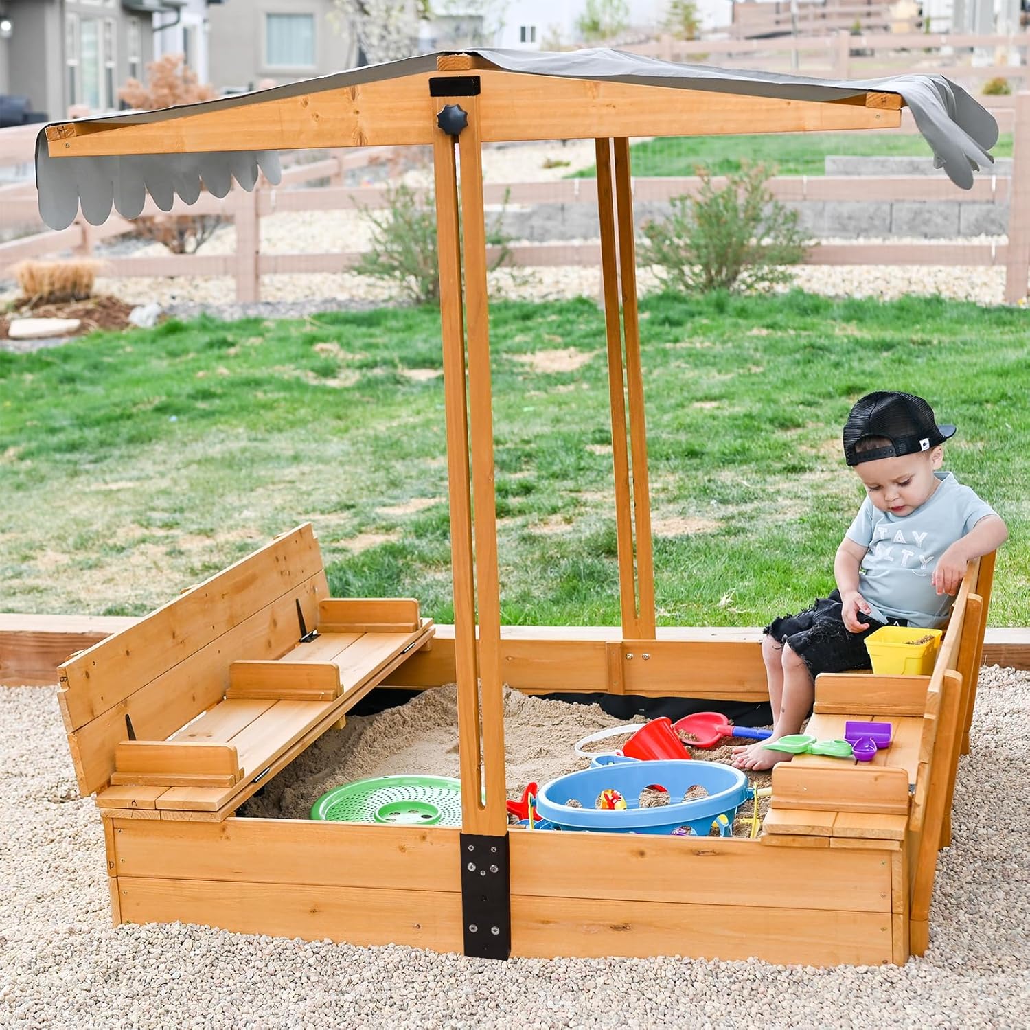 Kids Sandbox with Lid – Large  - Kids Outdoor Bench avaliação e preço