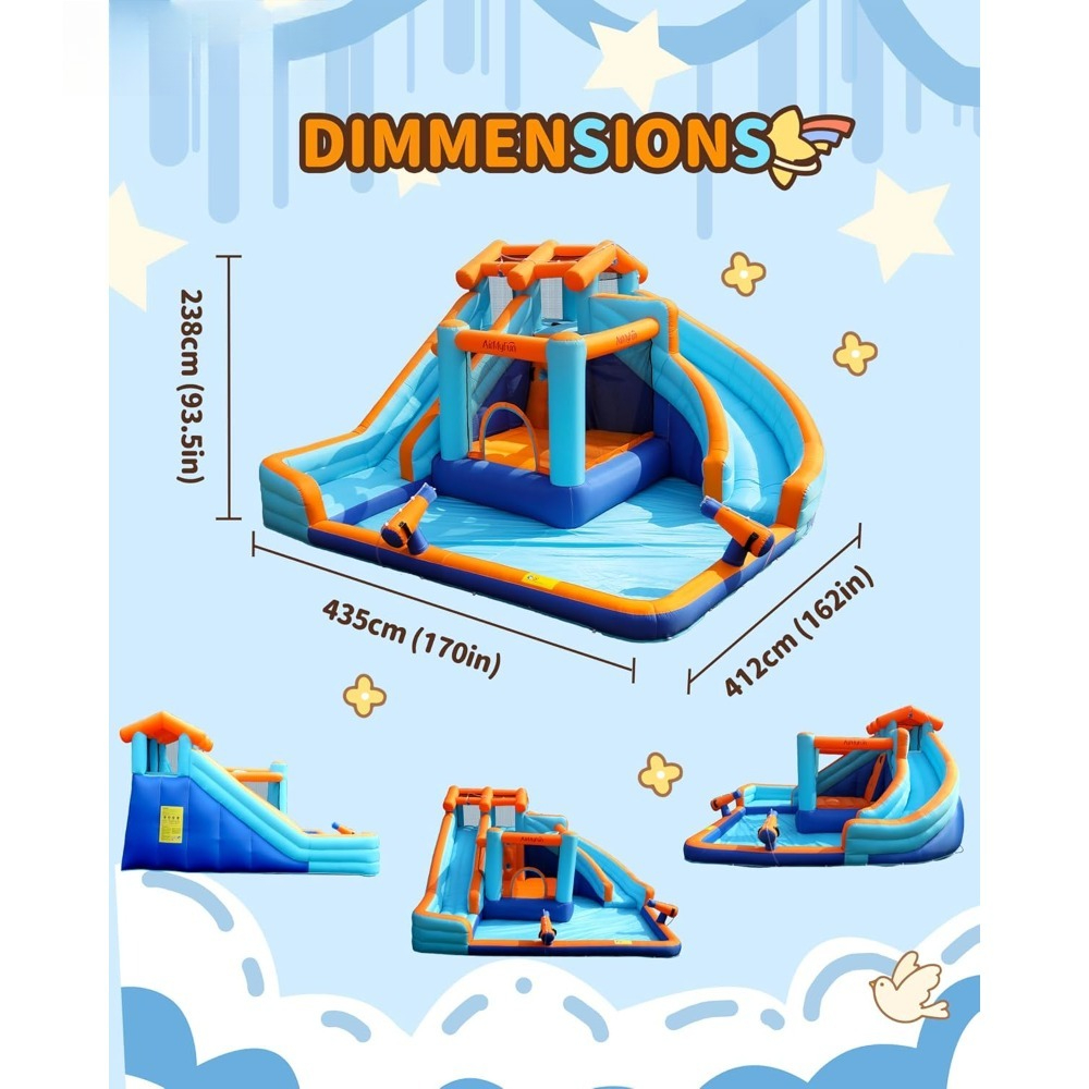 Large Water Slide Bounce House - Kids Outdoor Basketball avaliação e preço