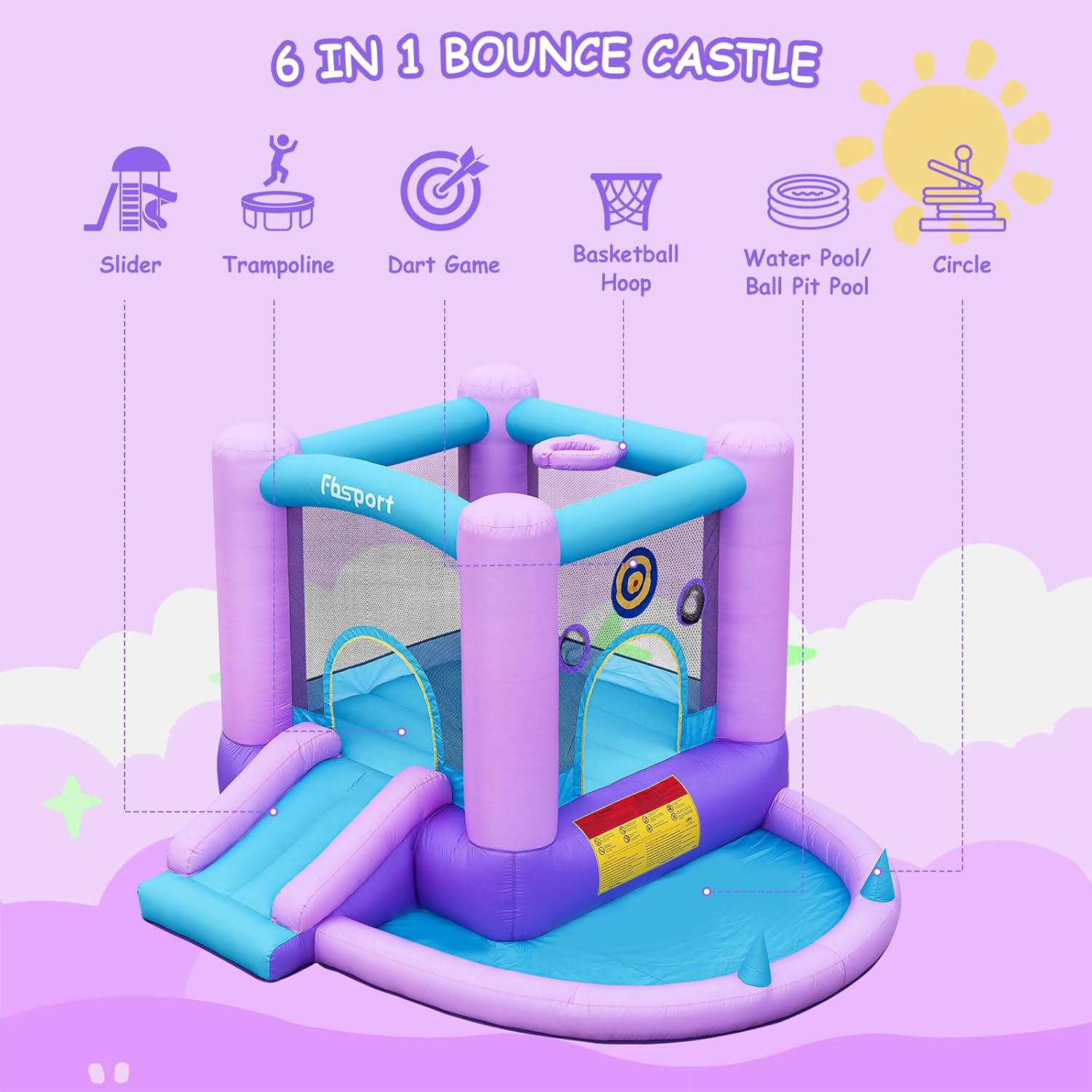 Inflatable Bounce House for Ki - Kids Outdoor Basketball avaliação e preço