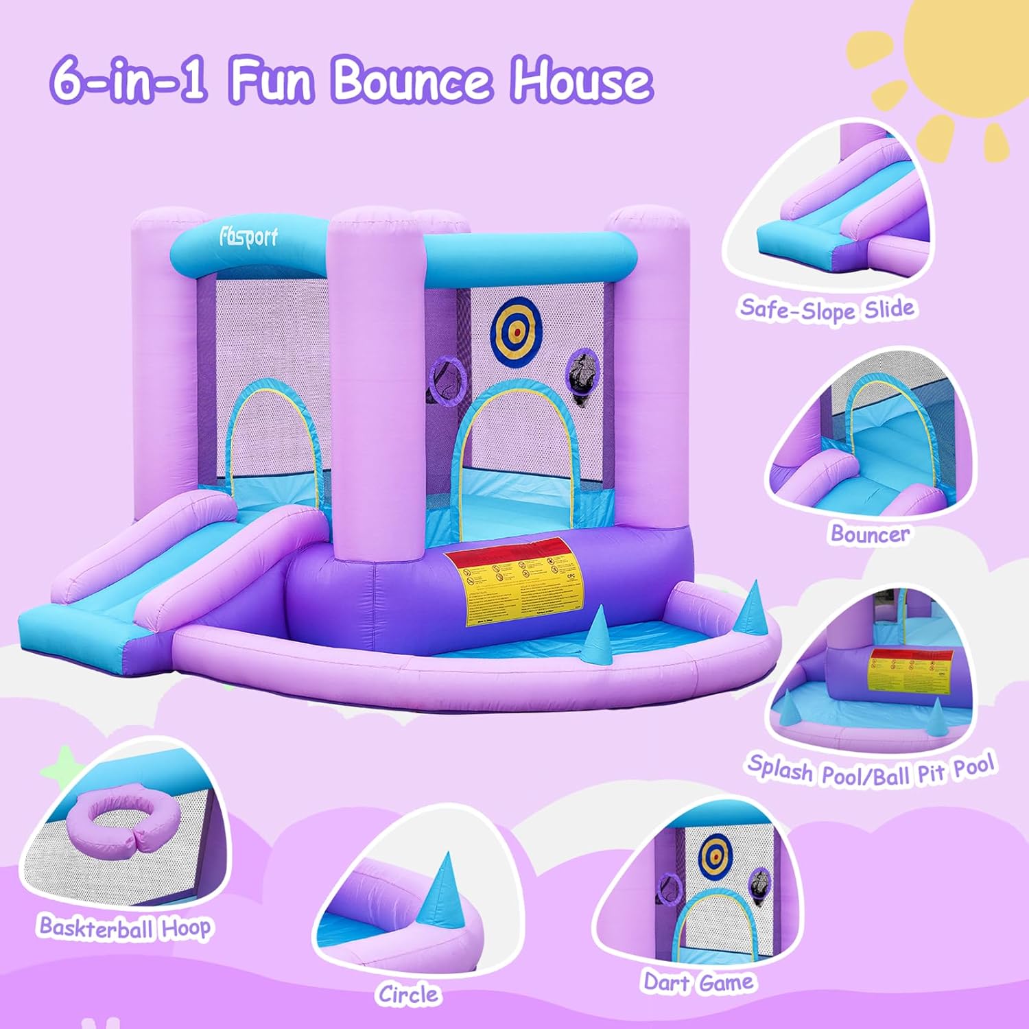 Inflatable Bounce House for Ki - Kids Outdoor Basketball avaliação e preço