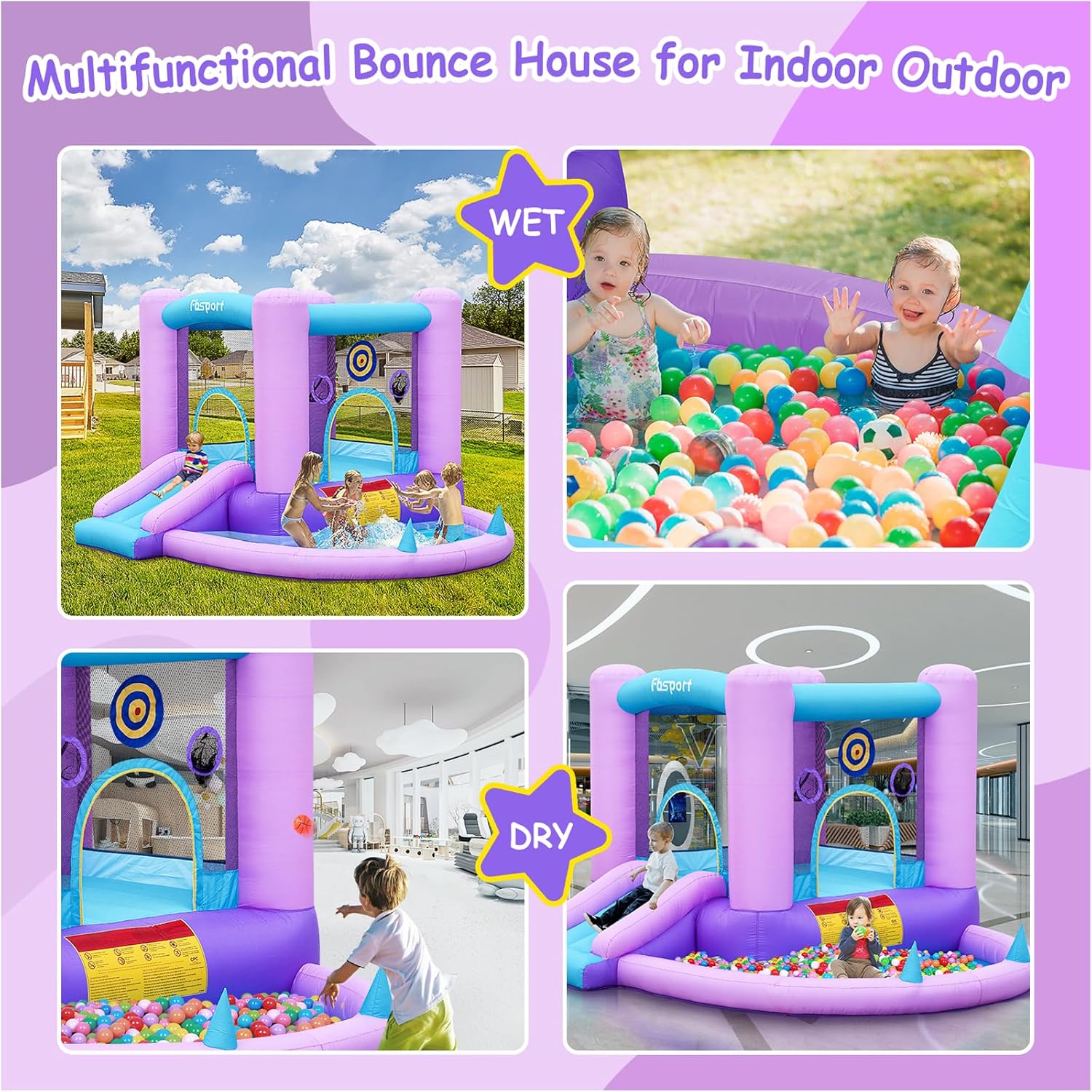 Inflatable Bounce House for Ki - Kids Outdoor Basketball avaliação e preço